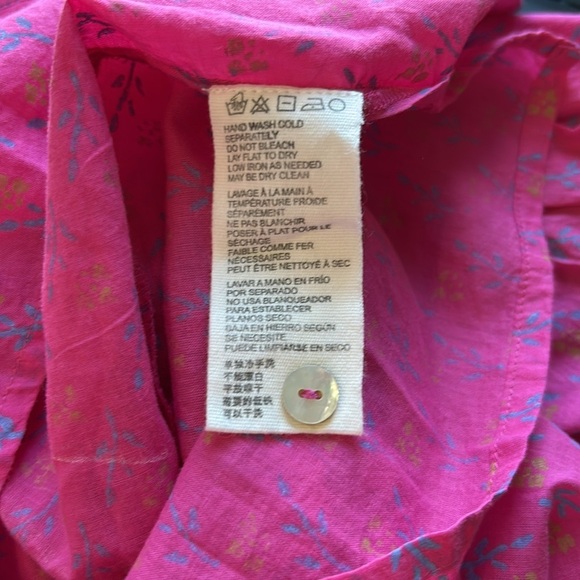 Cleobella Amari Blouse Ditzy Mix Block Print Pink Organic Cotton Balloon Sleeve - Picture 8 of 12